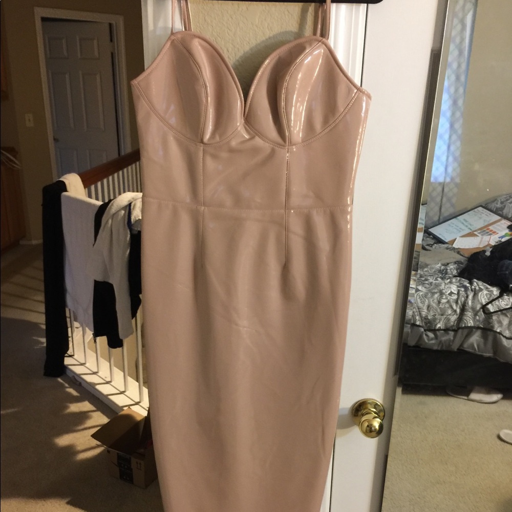 Pleather beige dress